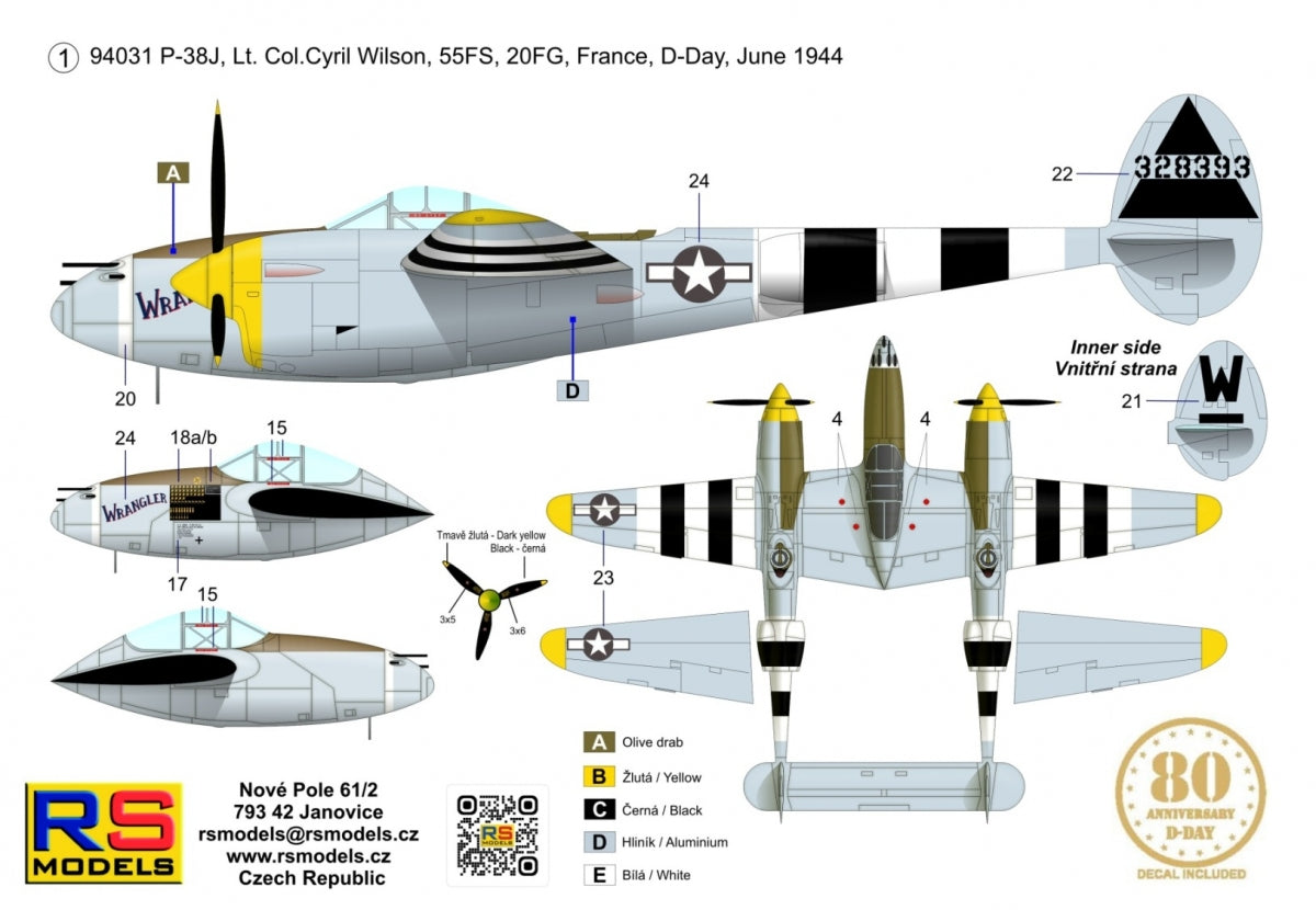 RS Models 94031 Lockheed P-38 J-15 - LO Wrangler (D-Day Edition) 1/72 – obrázek 2