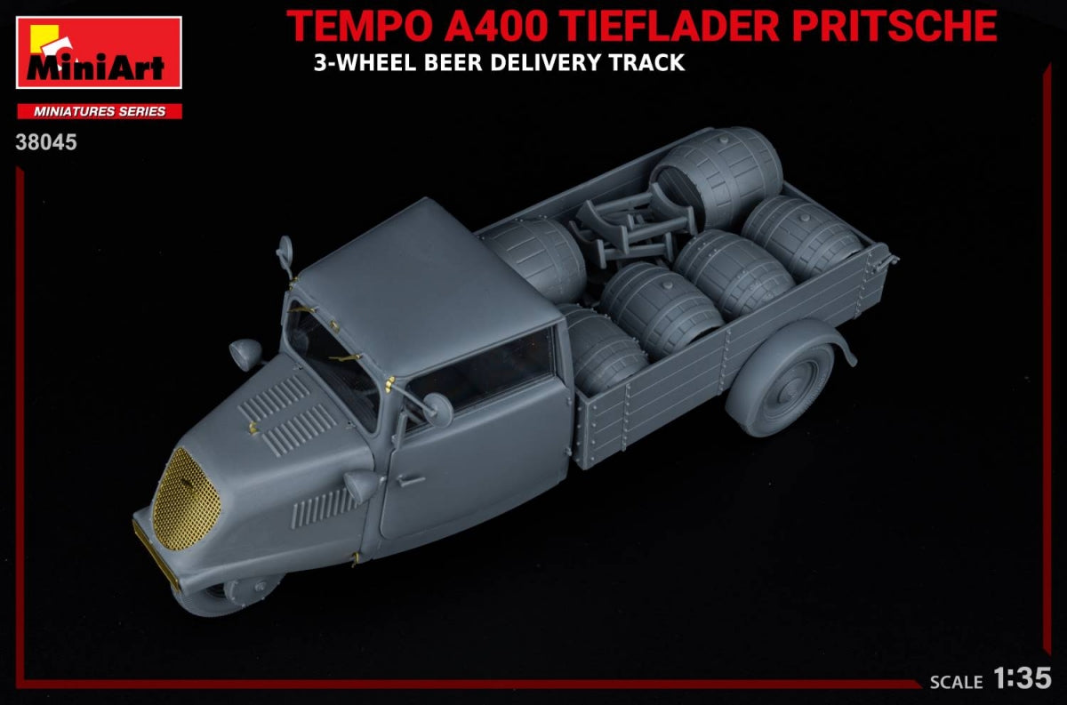 MiniArt 38045 TEMPO A400 TIEFLADER PRITSCHE 3-WHEEL BEER DELIVERY TRUCK 1/35 – image 16
