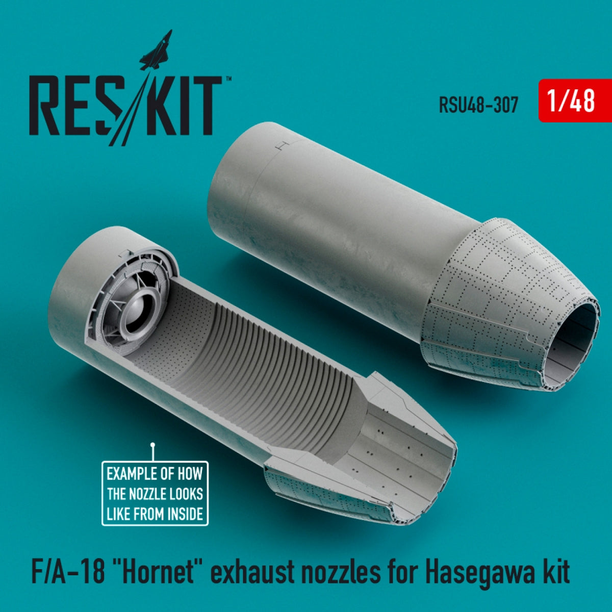 RESKIT RSU48-0307 F/A-18 « HORNET » TUYAUX D'ÉCHAPPEMENT POUR MAQUETTE HASEGAWA 1/48