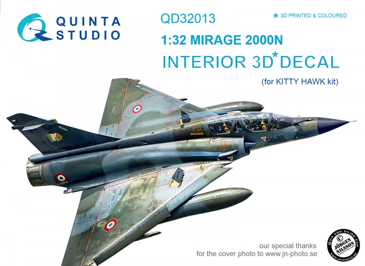 Quinta Studio QD32013 Mirage 2000N 3D-Printed &amp;amp; colored Interior on decal paper (for Kitty Hawk kit) 1/32
