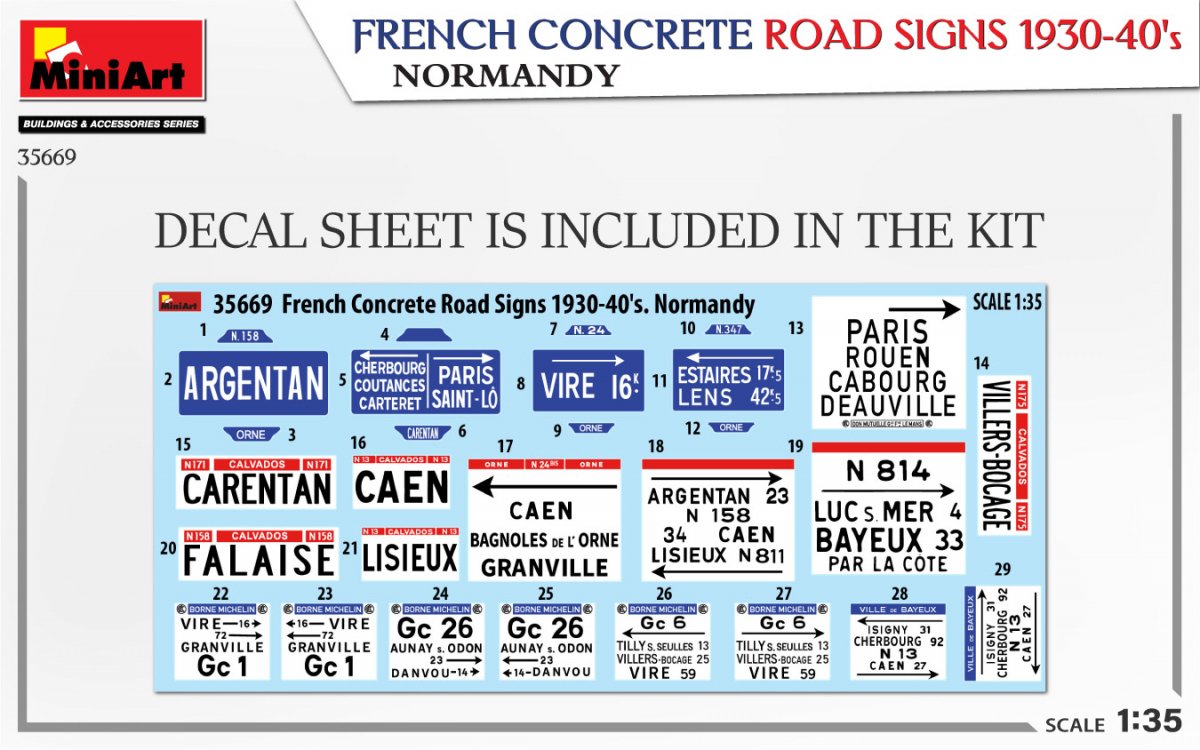 MiniArt 35669 FRENCH CONCRETE ROAD SIGNS 1930-40&amp;#39;S. NORMANDY 1/35 – image 2