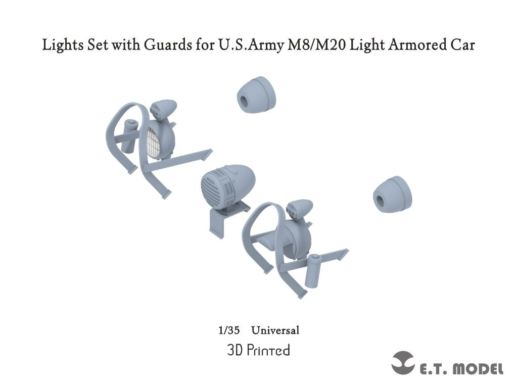 Ensemble de phares ET Model P35-288 avec protections pour automitrailleuse légère M8/M20 de l'armée américaine, échelle 1/35