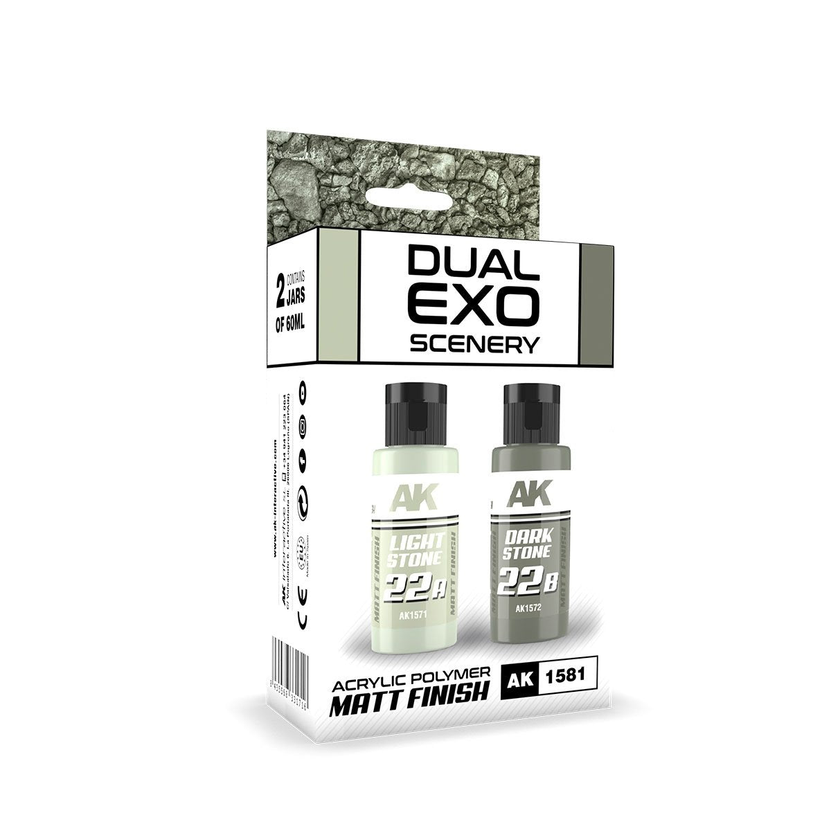 AK Interactive AK1581 DUAL EXO SCENERY SET 22 – 22A LIGHT STONE &amp;amp; 22B DARK STONE
