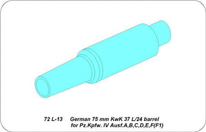 Aber 72L-13 Barrel 75mm KwK 37 L/24 for Panzer IV Ausf.A,B,C,D,E,F1 / German 75mm KwK 37 L/24 barrel for Pz.Kpfw. IV. Ausf. A,B,C,D,E,F(F1) 1/72 – image 3