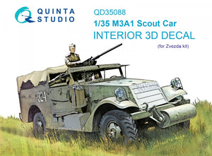 Quinta Studio QD35088 M3A1 Scout 3D-Printed &amp;amp; colored Interior on decal paper (Zvezda) 1/35