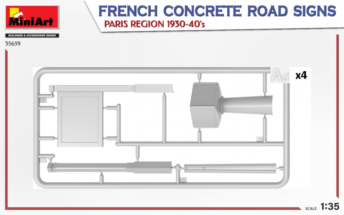 MiniArt 35659 FRENCH CONCRETE ROAD SIGNS. PARIS REGION 1930-40&amp;#39;s 1/35 – imagen 5