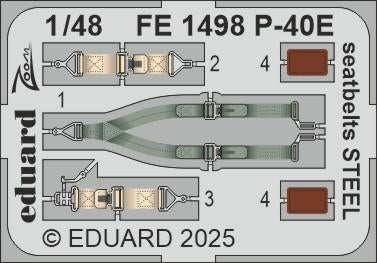 Eduard FE1498 P-40E seatbelts STEEL Eduard 1/48