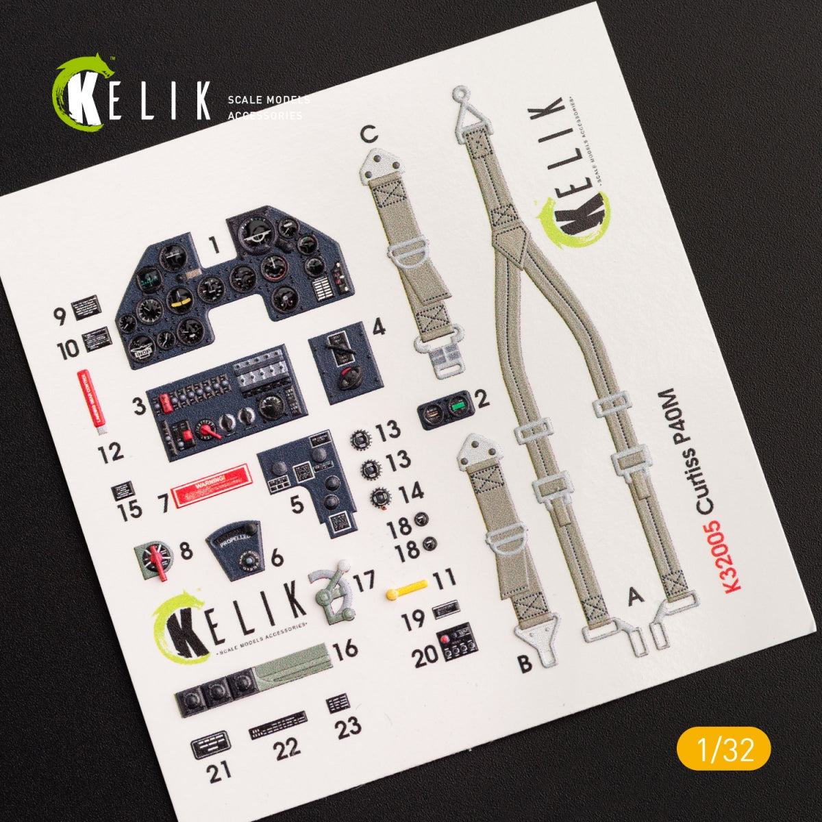 KELIK K32005 P-40M INTERIOR 3D DECALS FOR TRUMPETER KIT 1/32 – Bild 2