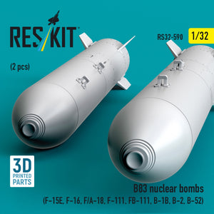 RESKIT RS32-0590 B83 nuclear bombs (2 pcs) (F-15E, F-16, F/A-18, F-111, FB-111, B-1B, B-2, B-52) (3D Printed) 1/32