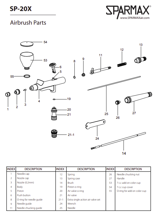 Sparmax SP-20X Airbrush - Nozzle 0.2 mm – image 2