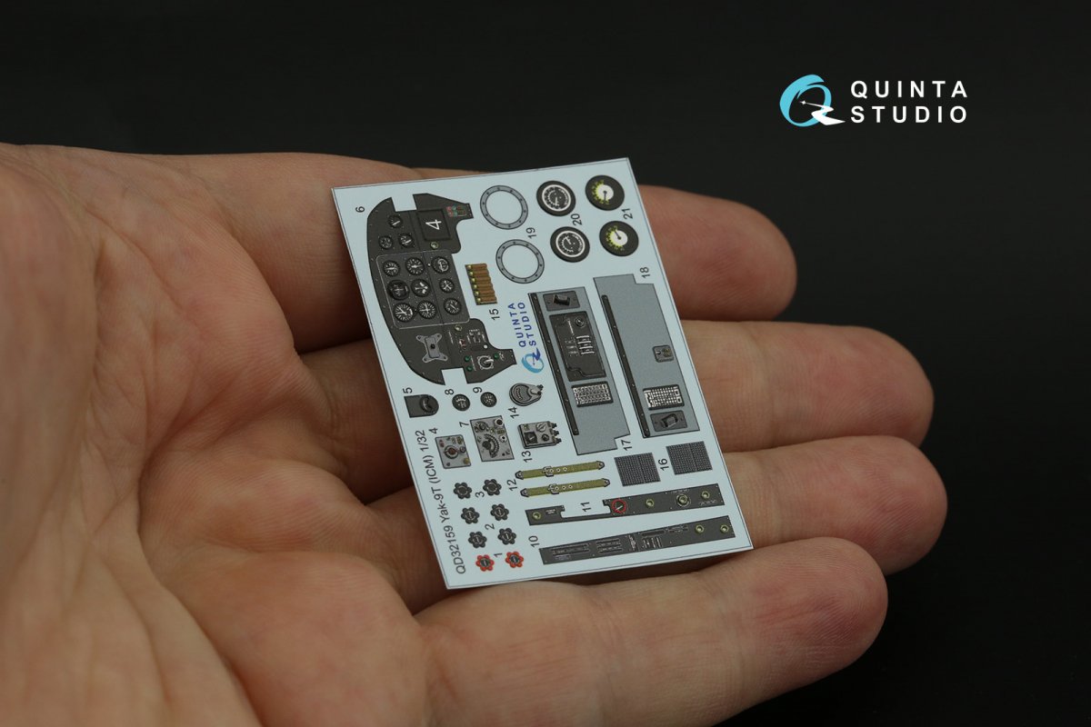 Quinta Studio QD32159 Yak-9 T/K 3D-Printed &amp;amp; colored Interior on decal paper (ICM) 1/32 – obrázek 8