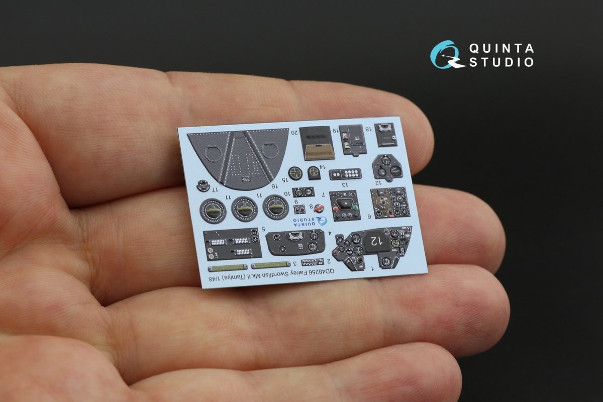 Quinta Studio QD48256 Swordfish Mk.II 3D-Printed &amp;amp; colored Interior on decal paper (Tamiya) 1/48 – obrázek 11