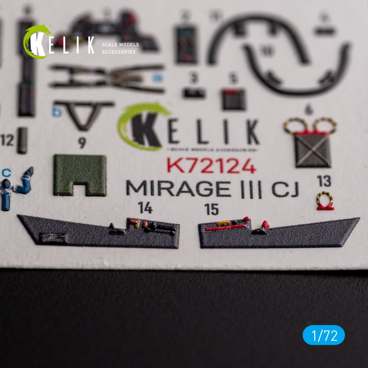 KELIK K72124 MIRAGE III CJ - interior 3D decals for SpecialHobby kit 1/72 – obrázek 2