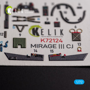 KELIK K72124 MIRAGE III CJ - interior 3D decals for SpecialHobby kit 1/72 – obrázek 2