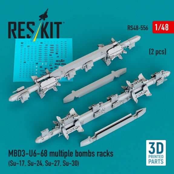 RESKIT RS48-0556 MBD3-U6-68 multiple bombs racks (2 pcs) (Su-17, Su-24, Su-27, Su-30) (3D Printed) 1/48