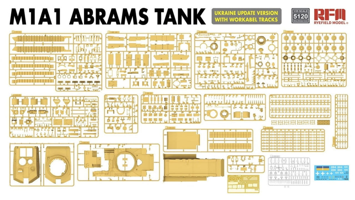 Rye Field Model 5120 M1A1 ABRAMS TANK Ukraine Update Version with Workable Tracks 1/35 – immagine 3
