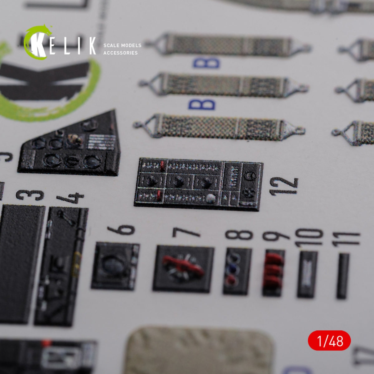 KELIK K48087 TBF-1C interior 3D decals for Academy kit 1/48 – obrázek 3