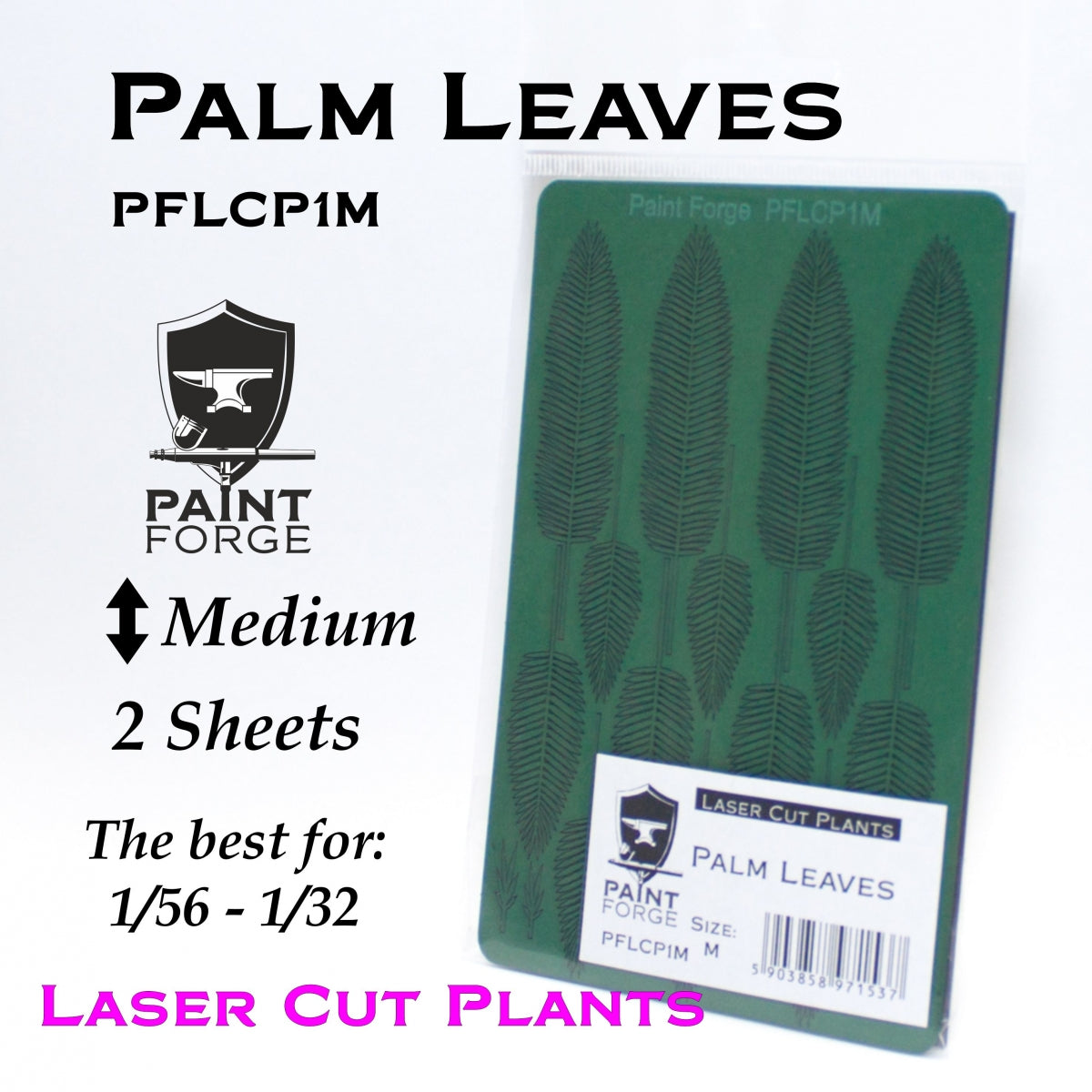 Feuilles de palmier découpées au laser Paint Forge PFLCP1M (1 m)