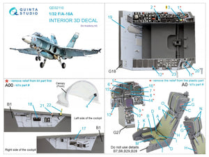Quinta Studio QD32110 F/A-18A 3D-Printed &amp;amp; colored Interior on decal paper (Academy) 1/32 – image 12