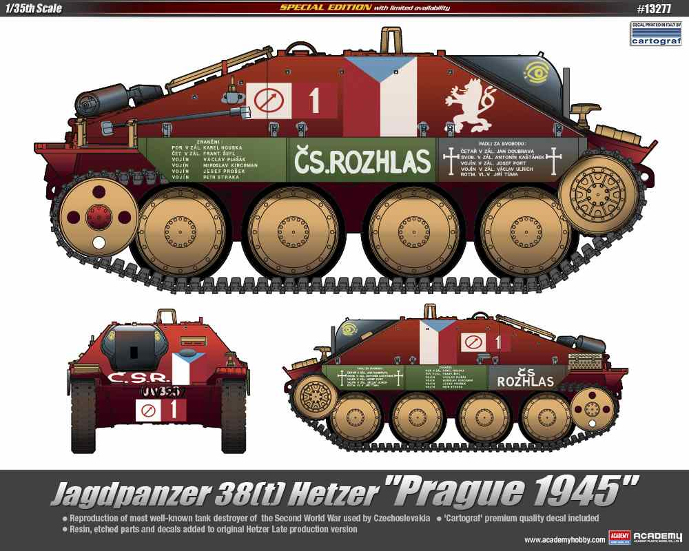 Academy 13277 Jagdpanzer 38(t) Hetzer, Prague 1945 1/35