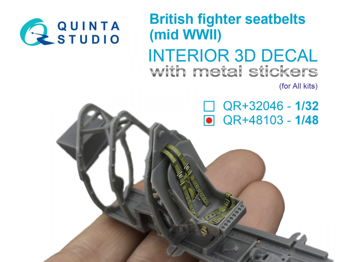 Quinta Studio QR+48103 Ceintures de sécurité pour avions de chasse britanniques (milieu de la Seconde Guerre mondiale) (avec boucles métalliques) (Tous les kits) 1/48