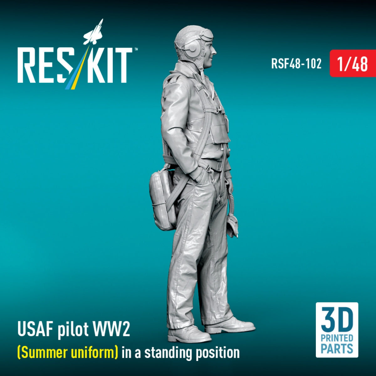 RESKIT RSF48-0102 USAF pilot WW2 (Summer uniform) in a standing position (3D Printed) 1/48