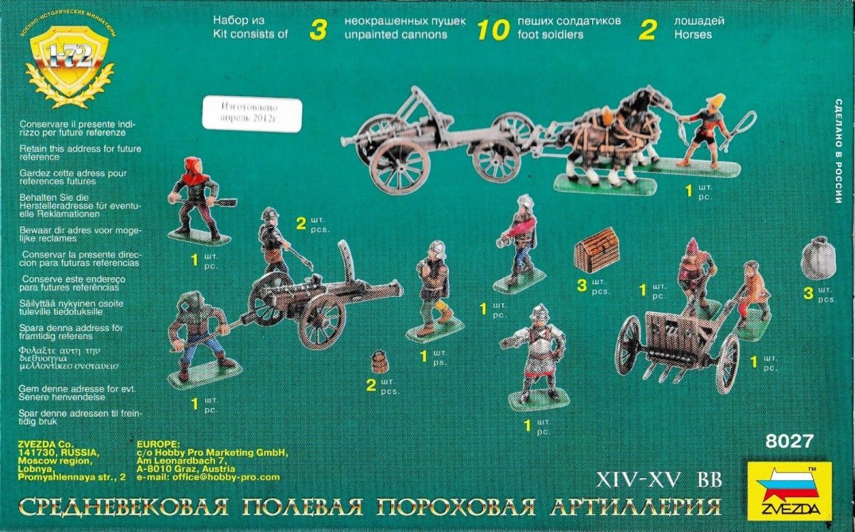 Zvezda 8027 Medieval Field Powder Artillery 1/72 – Bild 2