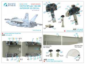 Quinta Studio QDS-32100 F/A-18F late / EA-18G 3D-Printed &amp;amp; colored Interior on decal paper (Trumpeter) (Small version) 1/32 – imagen 2