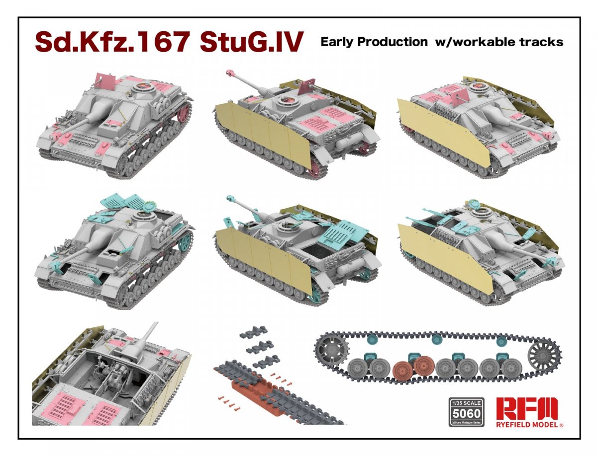 Maquette Rye Field 5060 Sd.Kfz.167 StuG.IV Première production avec chenilles fonctionnelles, échelle 1/35 – image 2