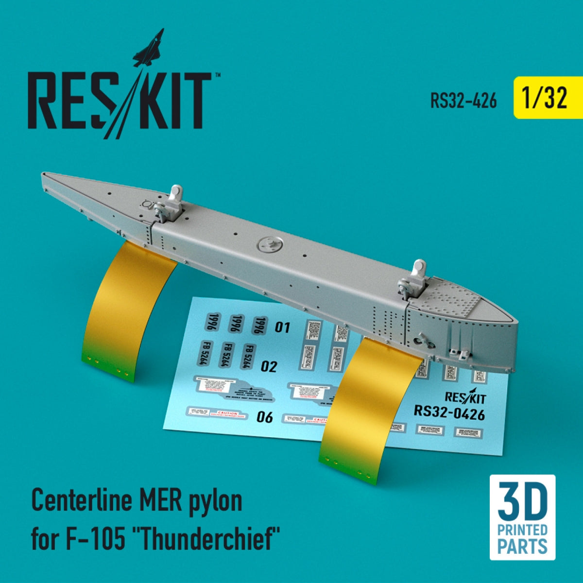 RESKIT RS32-0426 Pylône central MER pour F-105 « THUNDERCHIEF » (Impression 3D) 1/32 