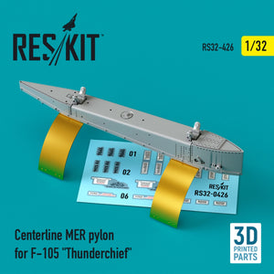 RESKIT RS32-0426 CENTERLINE MER PYLON FOR F-105 &amp;quot;THUNDERCHIEF&amp;quot; (3D PRINTED) 1/32