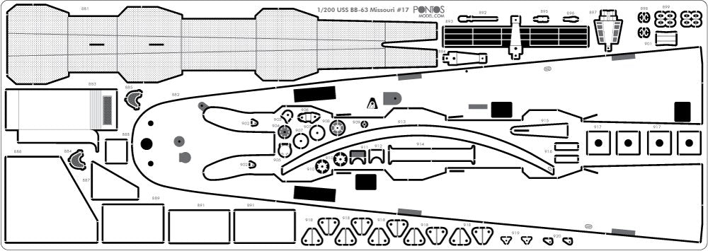 Pontos 23003F1 USS BB-63 Missouri 1945 Detail Up Set (20B Deck Blue stained wooden deck) 1/200 – image 23