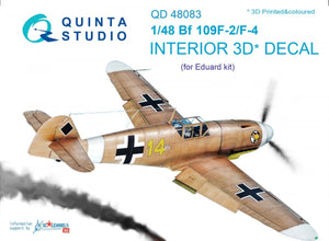 Quinta Studio QD48083 Bf 109F-2/F-4 3D-Printed &amp;amp; colored Interior on decal paper (for Eduard kit) 1/48