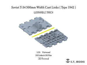 ET Model P35-017 Soviet T-34 500mm Width Cast Links（Type 1942）Workable Track ( 3D Printed ) 1/35