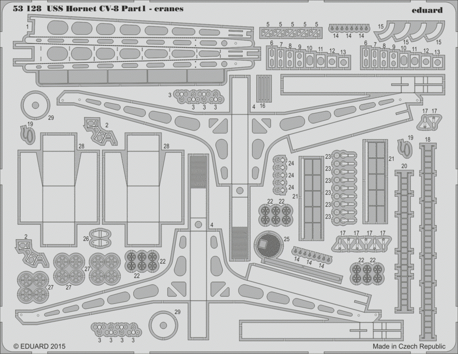 Eduard 53128 USS Hornet CV-8 part 1 - cranes MERIT 1/200