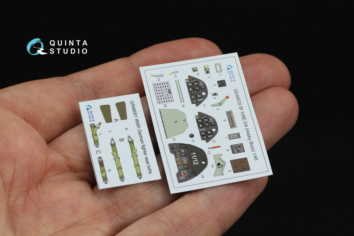 Quinta Studio QD48532 Bf 109E-3/4 3D-Printed &amp;amp; colored Interior on decal paper (HobbyBoss) 1/48 – image 3