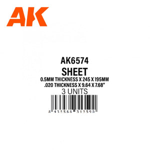 AK Interactive AK6574 0.5MM THICKNESS X 245 X 195MM – STYRENE SHEET – (3 UNITS) – Bild 2