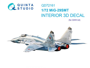 Quinta Studio QD72161 MiG-29SMT 3D-Printed &amp;amp; colored Interior on decal paper (GWH) 1/72