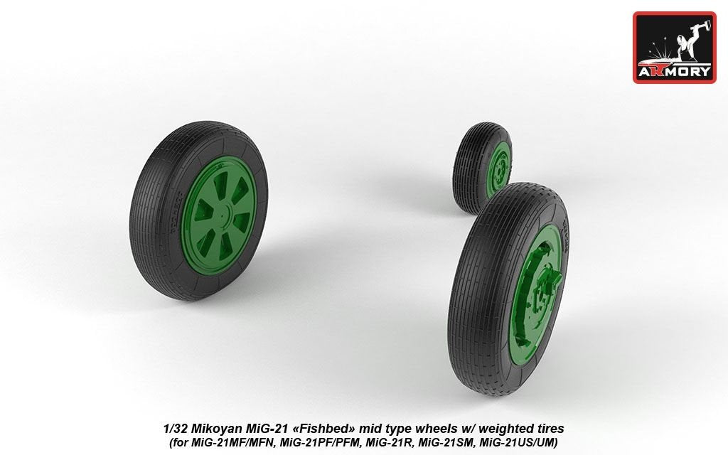 Armory Models AW32010 Mikoyan MiG-21 Fishbed wheels w/ weighted tires, mid 1/32 – image 5