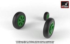 Armory Models AW32010 Mikoyan MiG-21 Fishbed wheels w/ weighted tires, mid 1/32 – image 5