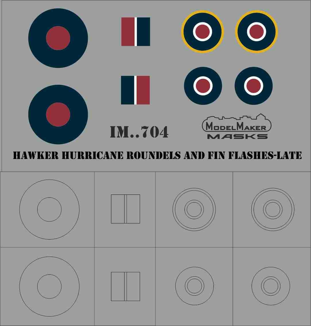 ModelMaker Decals IM48704 HAWKER HURRICANE ROUNDELS AND FIN FLASHES - LATE 1/48 – image 2