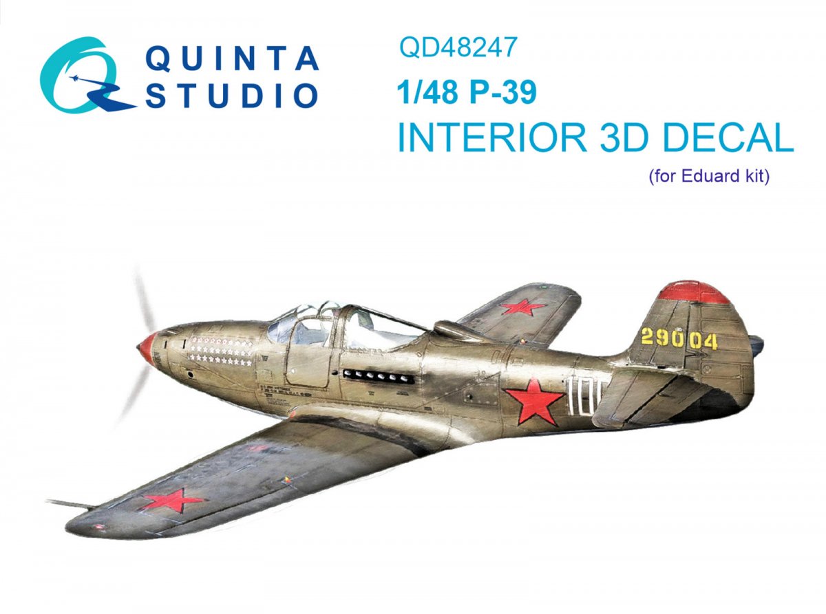 Quinta Studio QD48247 P-39 3D-Printed &amp; colored Interior on decal paper (Eduard) 1/48