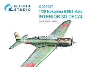 Quinta Studio QD35127 Nakajima B5N2 Kate 3D-Printed colored Interior on decal paper (Border Model) 1/35