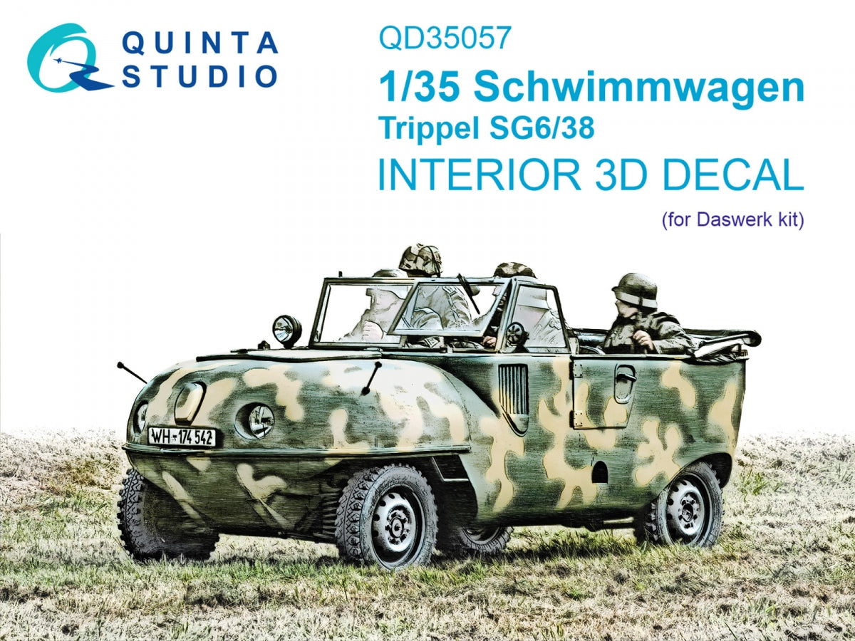 Quinta Studio QD35057 Schwimmwagen Trippel SG6/38 3D-Printed & coloured Interior on decal paper (Daswerk) 1/35