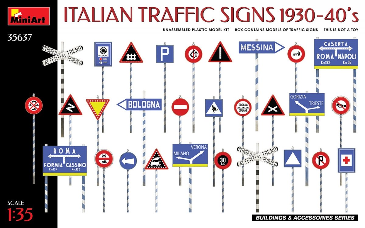 MiniArt 35637 ITALIAN TRAFFIC SIGNS 1930-40&amp;#39;s 1/35 – Bild 2