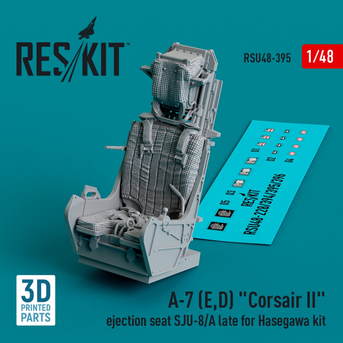 RESKIT RSU48-0395 A-7 (E,D) "Corsair II" ejection seat SJU-8/A late for Hasegawa kit (3D Printed) 1/48
