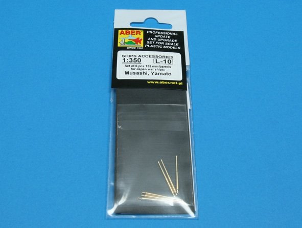 Aber 350L-10 Set of 6 pcs 155 mm barrels for Japanese ships Yamato and Musashi 1/350 – obrázek 4