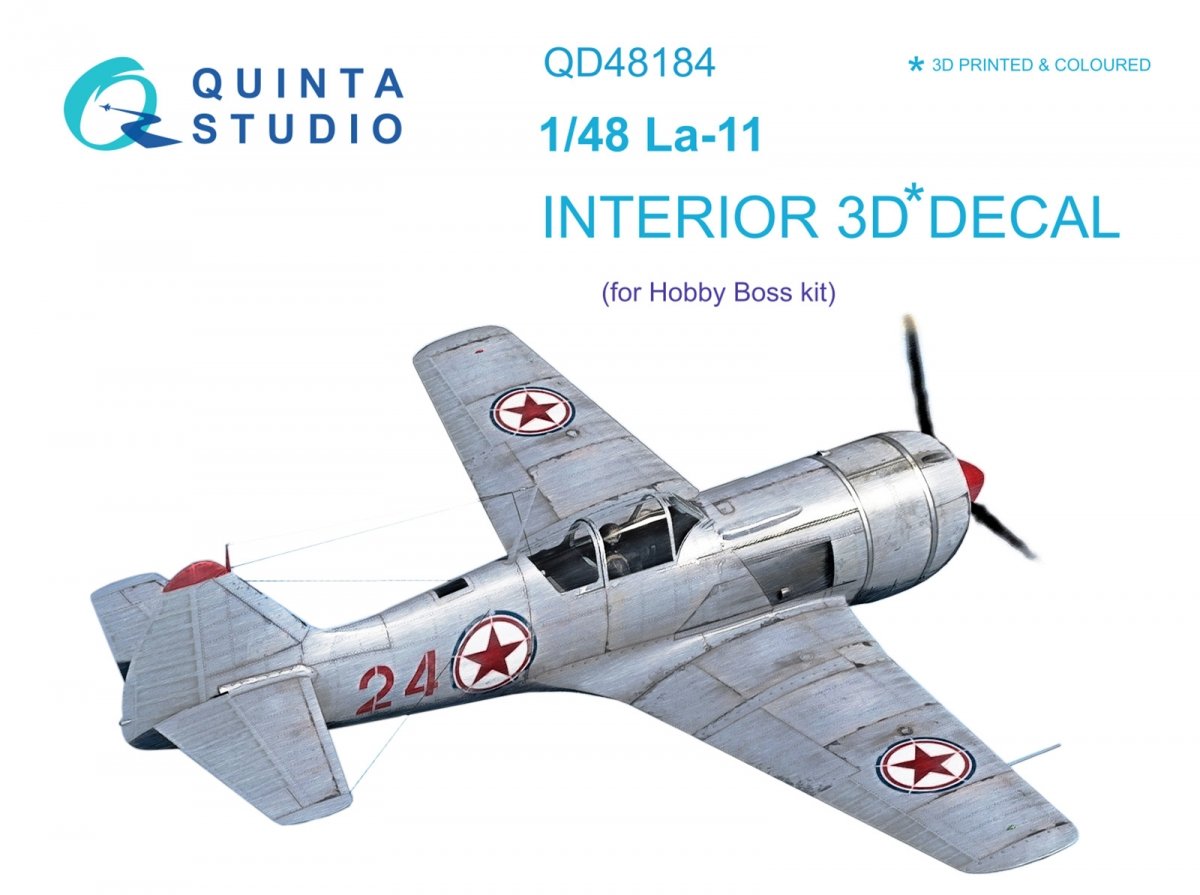 Quinta Studio QD48184 La-11 3D-Printed &amp; colored Interior on decal paper (HobbyBoss) 1/48