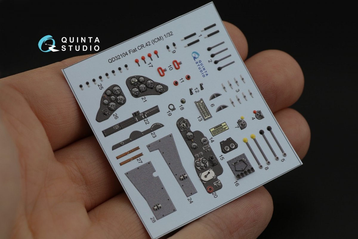 Quinta Studio QD32104 Fiat CR.42 3D-Printed &amp;amp; colored Interior on decal paper (ICM) 1/32 – imagen 10