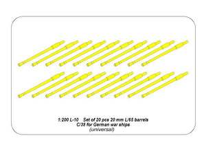 Aber 200L-10 Set of 20 barrels 20 mm L/65 C/38 for German ships 1/200 – image 4